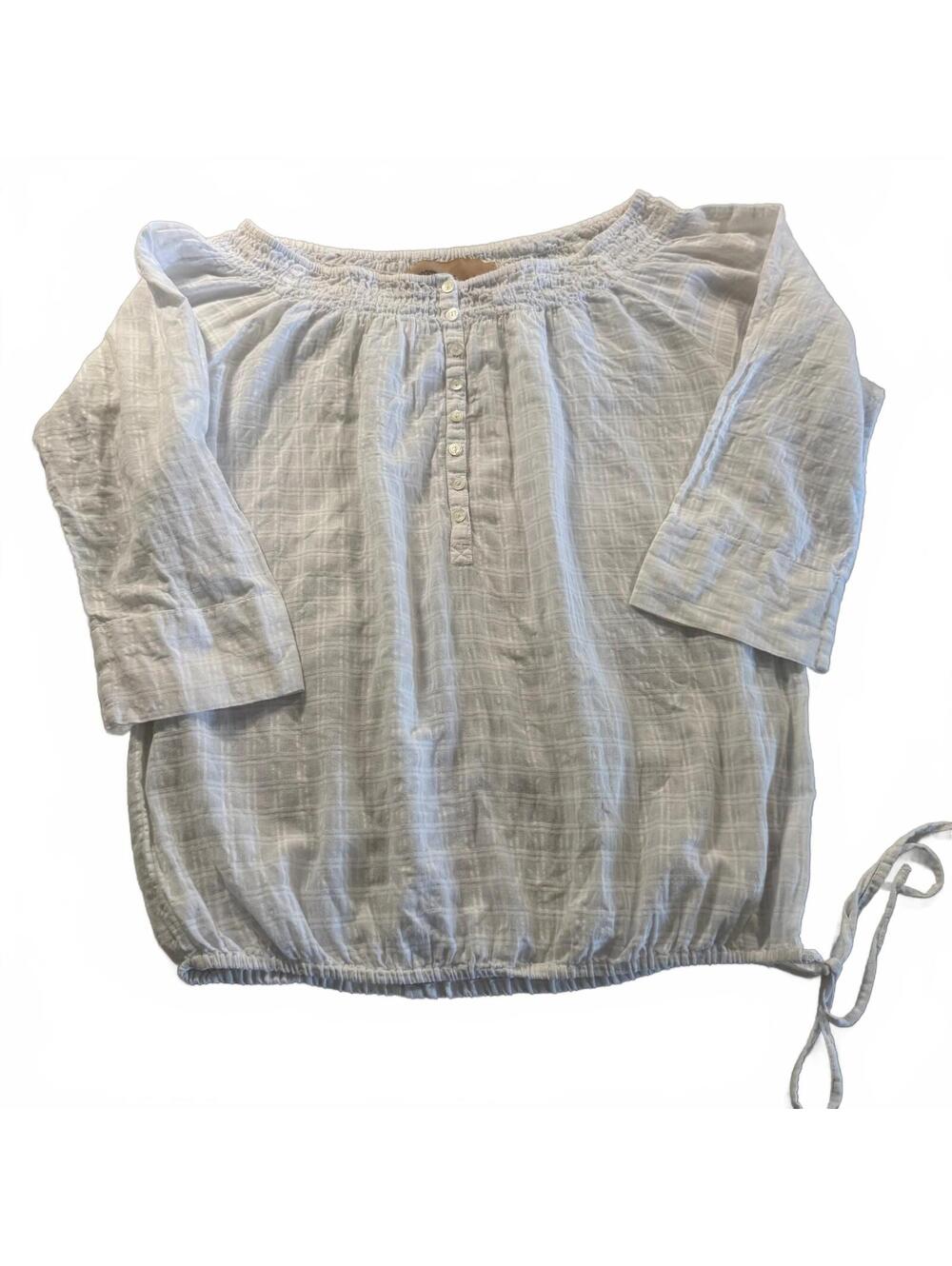 Gap Limited Edition Peasant Blouse Medium M White Gauze Smocked Top Y2K Vtg 07